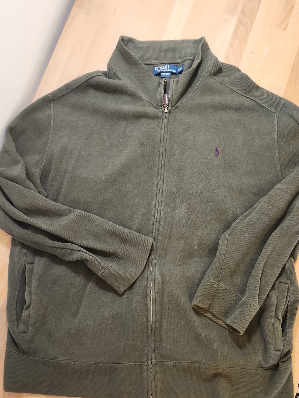 Polo by Ralph Lauren Olive Green Full-Zip Men's Sweater